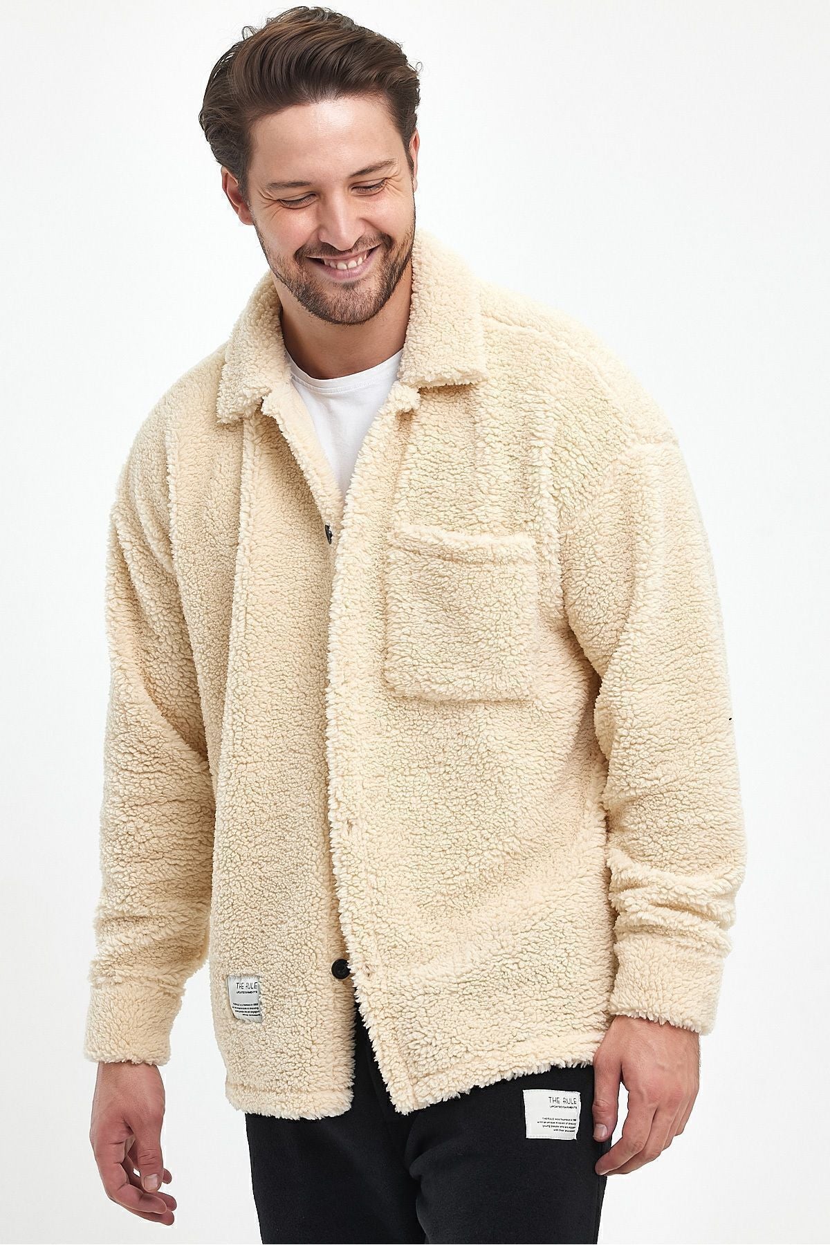 Beige 'Teddy ' Plush Oversize Coat