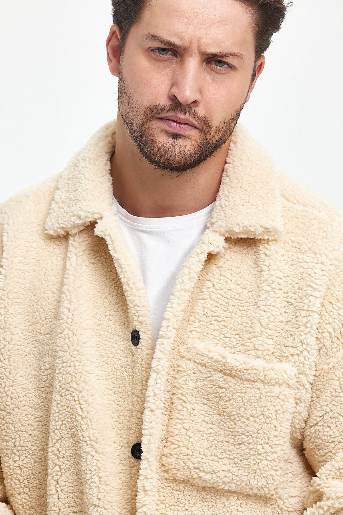 Beige 'Teddy ' Plush Oversize Coat