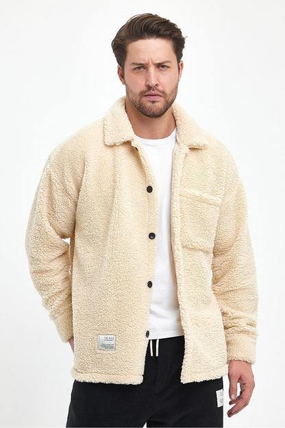 Beige 'Teddy ' Plush Oversize Coat