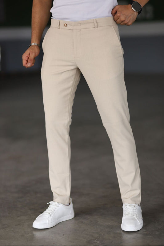 Men beige tech trouser