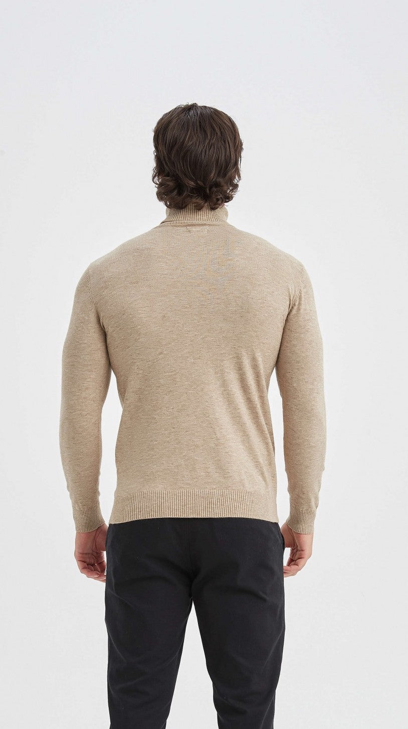 Cashmere Full-Turtleneck Sweater Beige