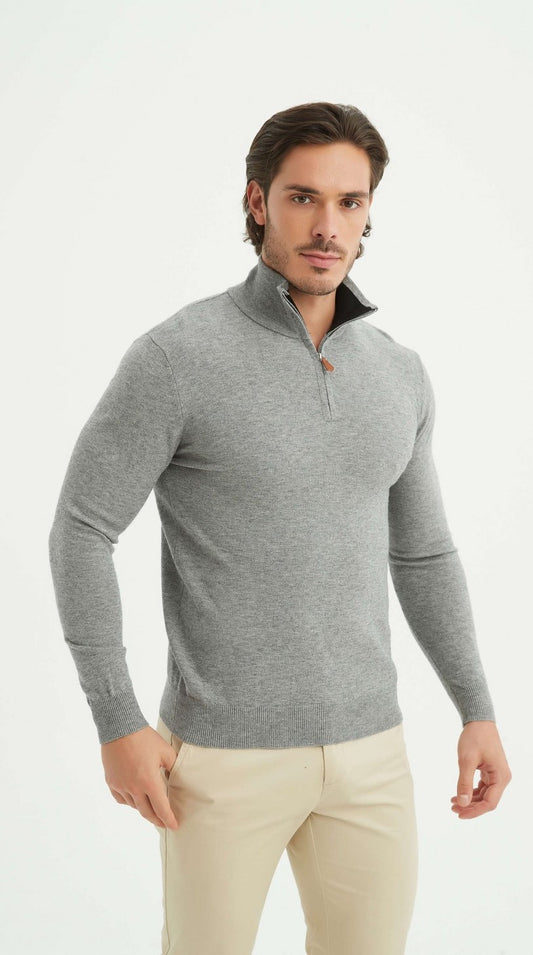 Cashmere Half-Zip Sweater Grey