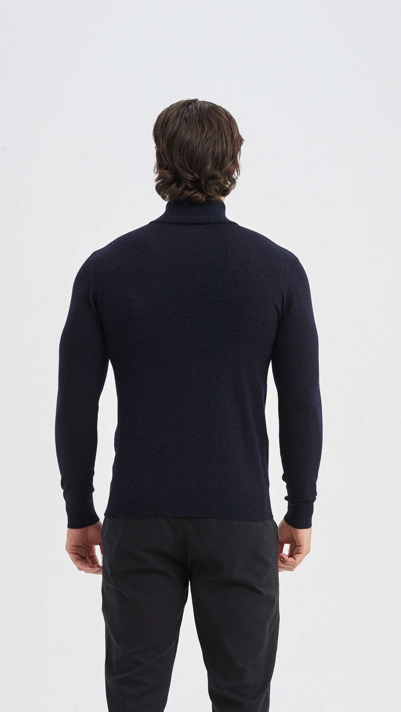 Cashmere Half-Zip Sweater Navy Blue