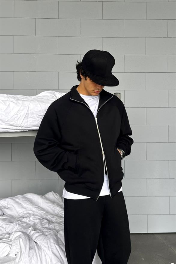 Cozy Track Black Zip Sweatshirt