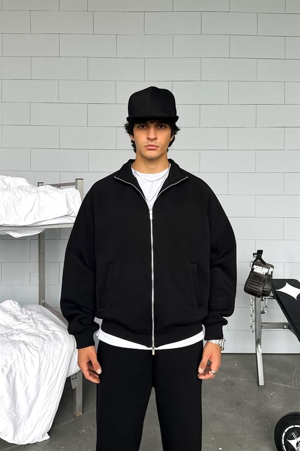 Cozy Track Black Zip Sweatshirt