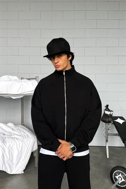 Cozy Track Black Zip Sweatshirt