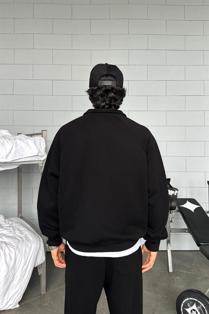 Cozy Track Black Zip Sweatshirt