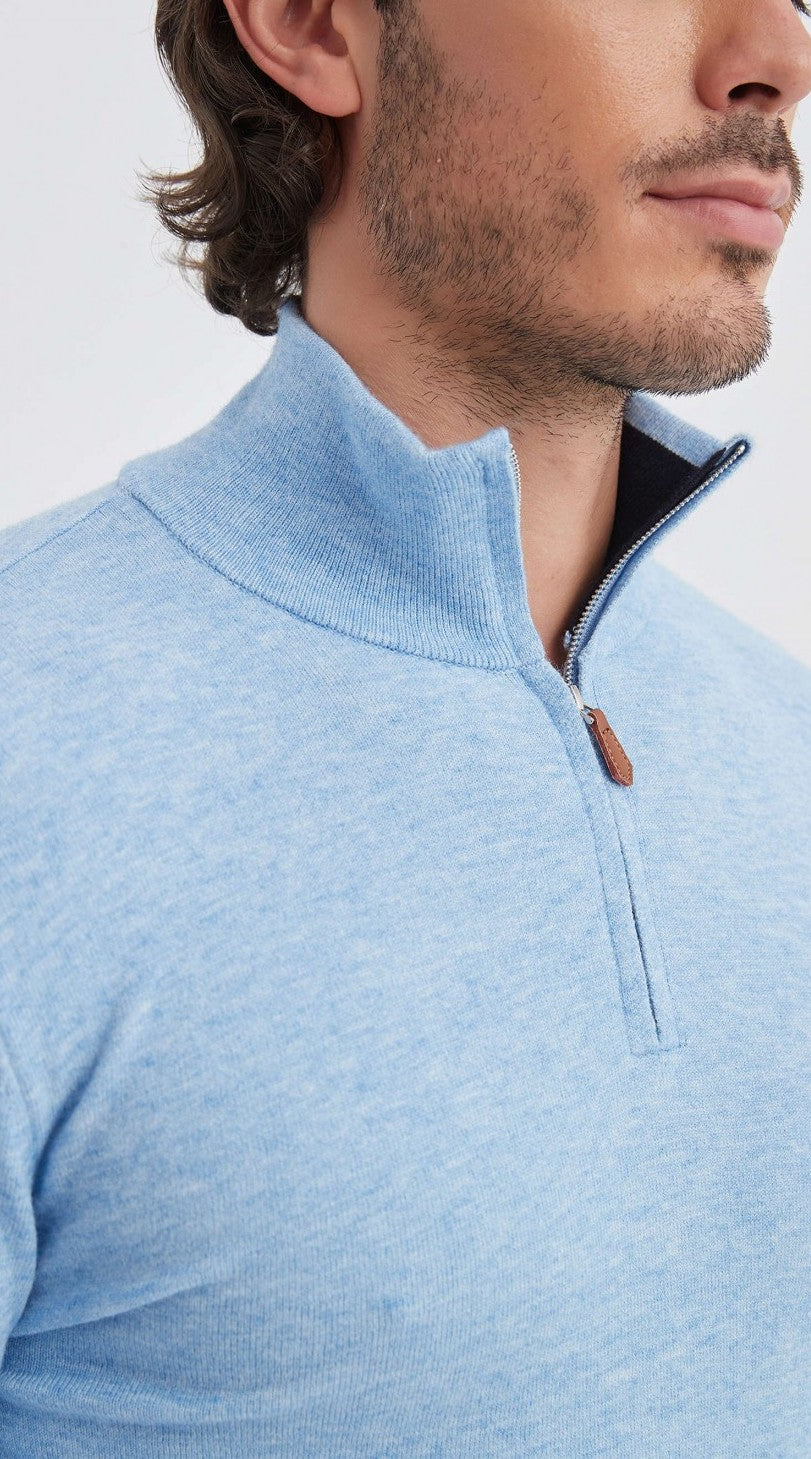 Cashmere Half-Zip Sweater Baby Blue