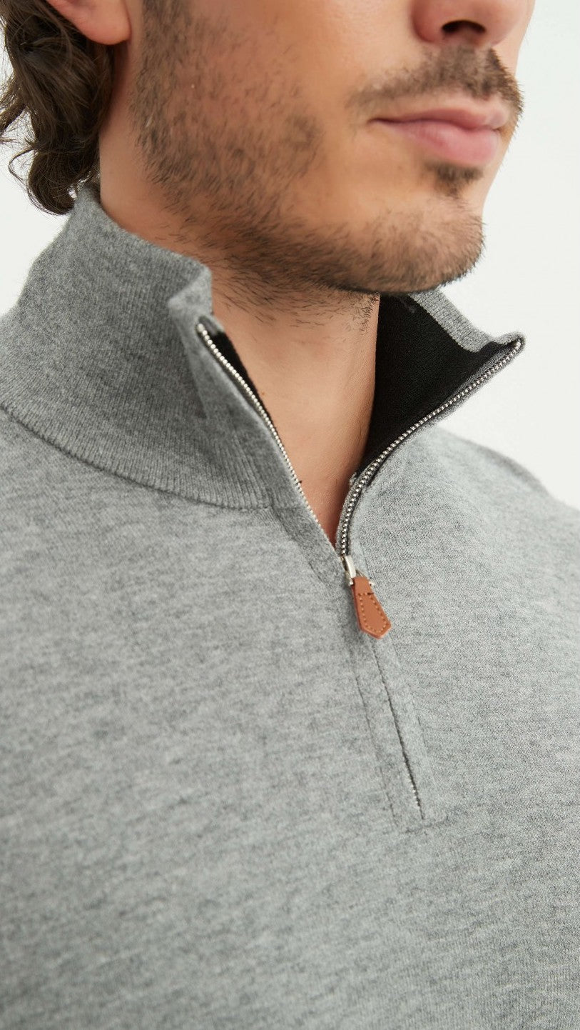 Cashmere Half-Zip Sweater Grey